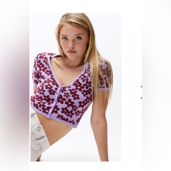 L.A. Hearts cute floral short sleeve sweater size small - Picture 1 of 10